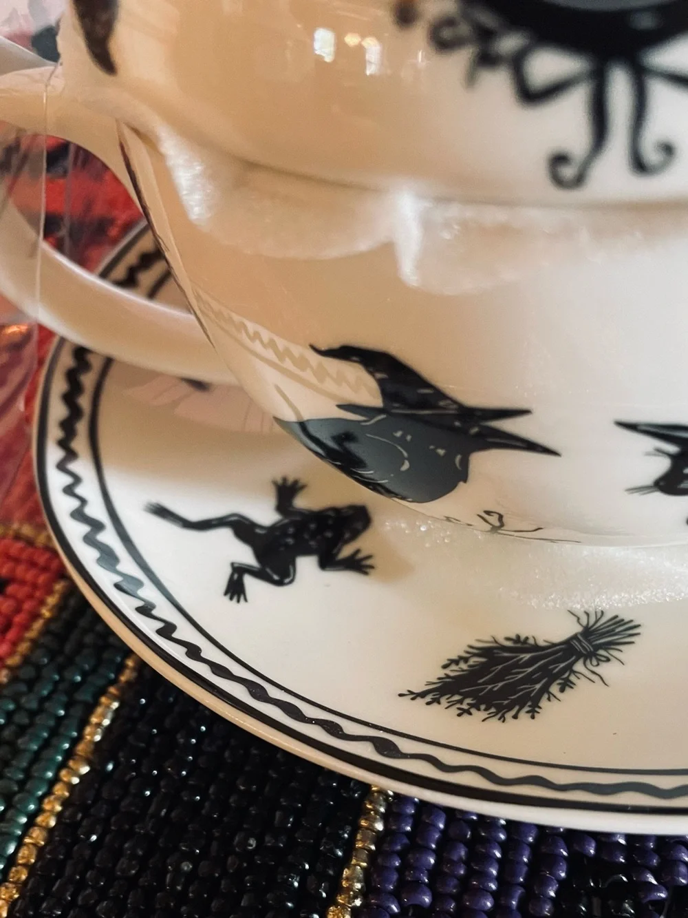 GRACE TEAWARE NWT Porcelain Witch Silhouette Tea For One Teapot Stacking Set